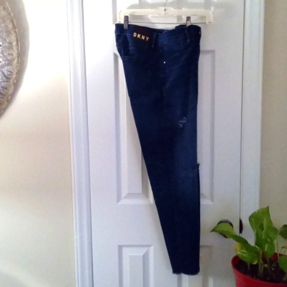 DKNY Straight Leg, Ripped Distressed Jeans